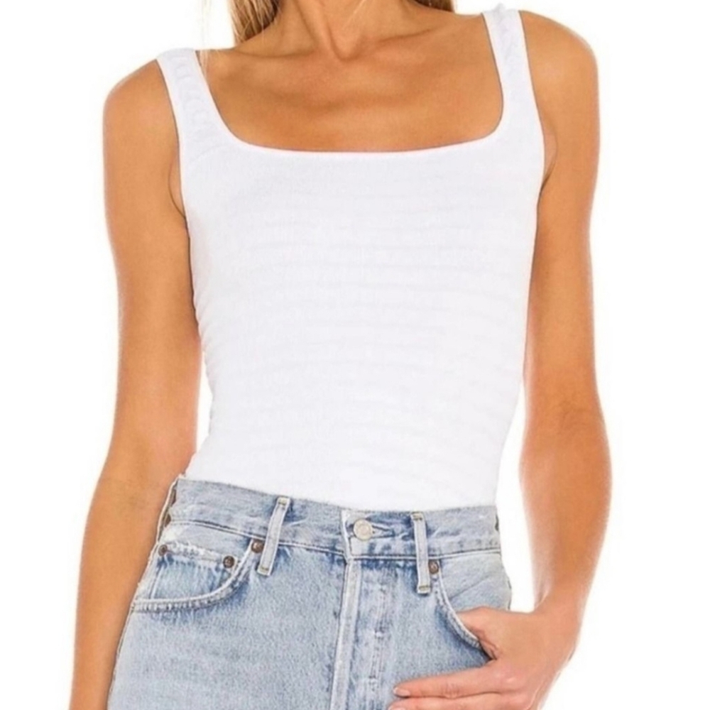 Free People Square One White Ribbed Tank Top - Picture 4 of 4
